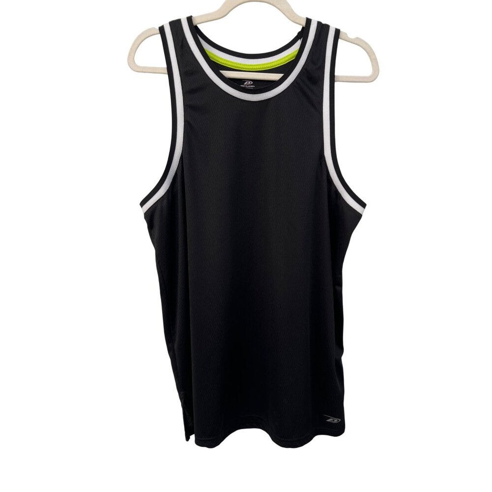 Pro Player Sleeveless Athletic Tank Top Size Large Black White Jersey Wicking